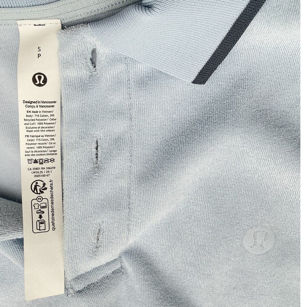 Lululemon Relaxed Blue Cotton Terry Polo Shirt Size S - Picture 4 of 4